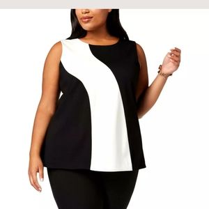 NWT Alfani 2x black and white color-block crewneck